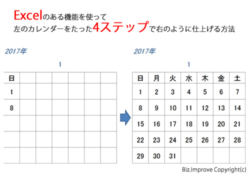 カレンダー 作成 ビジネスexcel力を養成するエクセル Excel 研修 Biz Improve